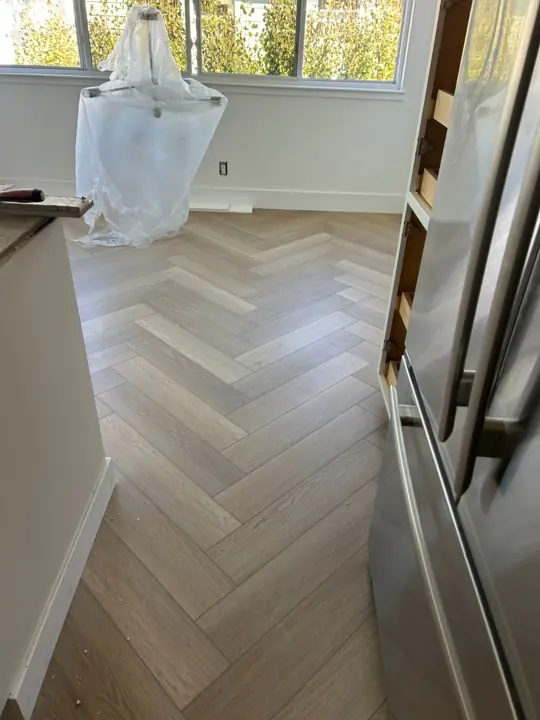 Finished herringbone at a doorway