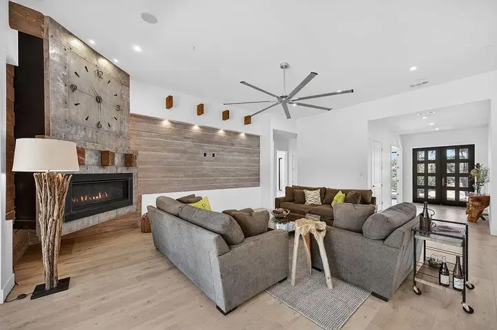 Living room and fireplace
